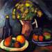 Still LIfe with Bouquet, Fruit Bowls and Bottle